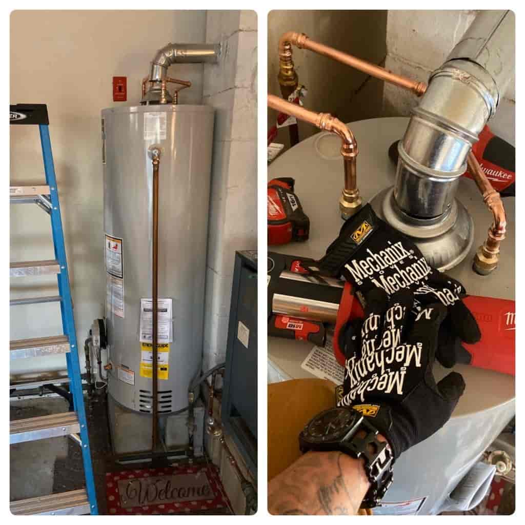 Hot water heater installation by young water and sewer